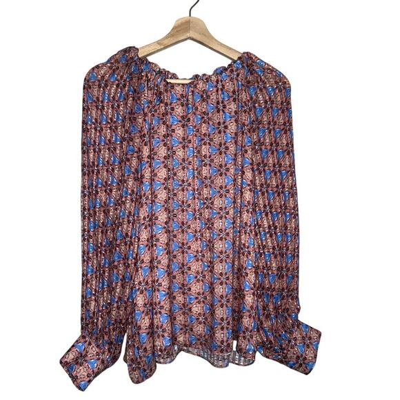 Marie Oliver High Neck Tie Long Sleeve Silk Blend Blouse Size Medium Pink - Picture 1 of 8